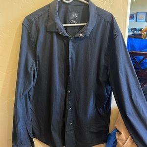 Armani Exchange Black thin striped button shirt